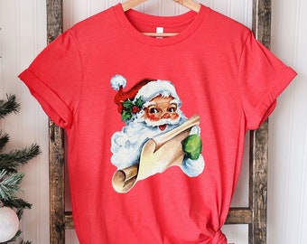 Christmas Santa Shirt, Retro Santa Shirt, Christmas Gift, Retro Christmas Shirt, Vintage Santa Tee, Gift For Her, Gift For Women, Santa Tee