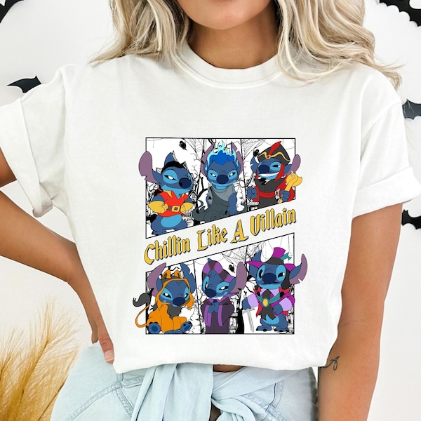 Chillin Like A Villain Shirt, Comfort Color Halloween Stitch Shirt, Disneyland Halloween, Stitch Villain Shirt, Halloween, Halloween Shirt