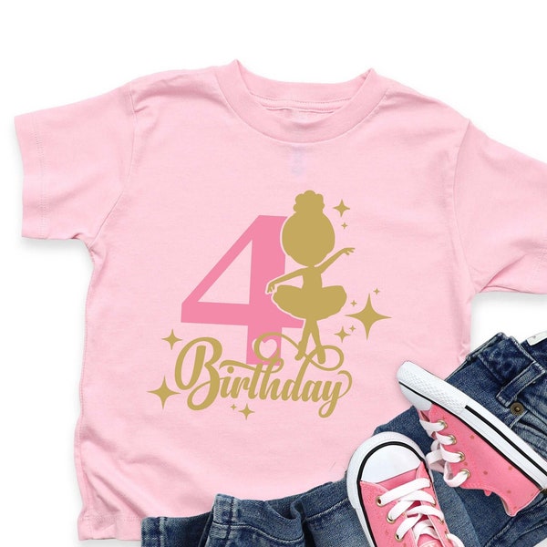 4 Ballerina Shirt, Birthday Girl Shirt, 4 Years Old Shirt, Ballerina Shirt, Custom Birthday Girl Shirt, 4th Birthday Tee, Birthday Girl Tee