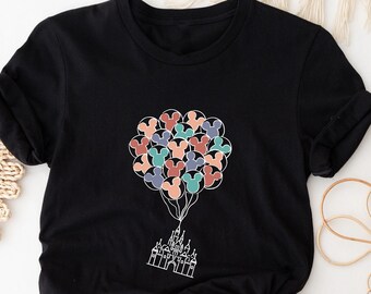 Mickey Balloons Disney Castle Shirt, Up House, Disney Castle Shirt, Adventure Is Out There Disney Vacation Shirt, Disney Matching Family Tee