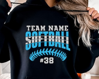 Custom Softball Hoodie, Personalized Softball Sweat, Softball Team Name Hoodie, Softball Sweatshirt, Game Day Hoodie, Youth Softball Hoodie