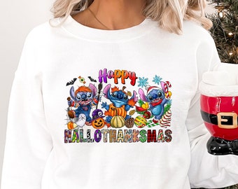 Hallo Thanksmas Hoodie, Halloween Stitch Hoodie, Disney Halloween Hoodie, Halloween Stitch, Halloween Hoodie, Trick Or Treat, Stitch Balloon
