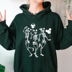 Disney Halloween Dancing Skeleton Hoodie, Skeleton Mickey Ear Hoodie, Funny Skeleton Hoodie, Mickey Balloon Hoodie, Disneyland Halloween