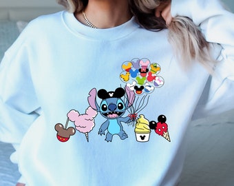Stitch Sweatshirt, Disney Sweatshirt, Stitch Snacks Hoodie, Stitch Balloon Hoodie, Disney Snack Sweatshirt, Disneyland Hoodie, Disney Hoodie
