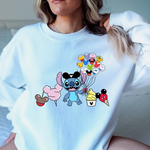 Stitch Sweatshirt, Disney Sweatshirt, Stitch Snacks Hoodie, Stitch Balloon Hoodie, Disney Snack Sweatshirt, Disneyland Hoodie, Disney Hoodie