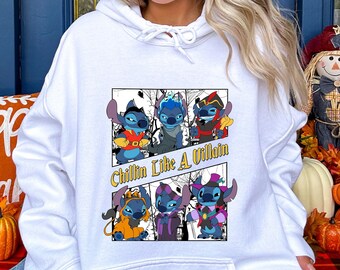 Chillin Like A Villain Sweat, Halloween Stitch Hoodie, Disney Halloween Hoodie, Disneyland Hoodie, Halloween Hoodie, Halloween Stitch