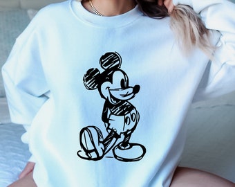 Disney Family Sweatshirt,Mickey Sketch, Family Disneyworld Sweatshirt, Mickey Sketch Hoodie, Minnie Women Hoodie, Disneyland Trip Sweatshirt