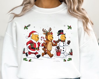 Winnie The Pooh Santa Sweat, Pooh Reindeer Hoodie, Christmas Disney Sweat, Pooh Christmas Hoodie, Christmas Sweat, Christmas Disneyland Gift