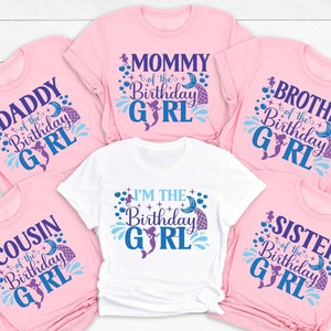 Birthday Girl Shirt, Birthday Mermaid Shirt, Mermaid Party Shirt, Family Birthday Shirt, Mom Birthday Shirt, Dad Birthday Tee, Mermaid Shirt