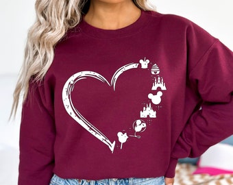 Disney Hoodie, Heart Disney Hoodie, Disneyland Hoodie, Magic Kingdom Sweat, Disney Snacks Sweatshirt, Mickey Mouse Hoodie, Disney Matching