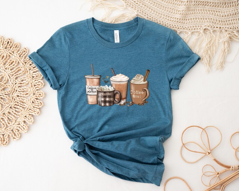 Coffee Shirt, Coffee First Shirt, Coffee Please Shirt, Trendy Shirt, Coffee Flower, Coffee Lover Shirt, Gift For Coffee Lover, Gift For Her bild 1