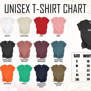 a chart of unisex t - shirt sizes for men and women