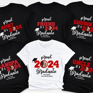 Custom Senior Shirt, Personalized Graduation Shirts, Custom Graduation Shirt, Class of 2024 Family Graduation Shirt, Proud Family Shirt image 2