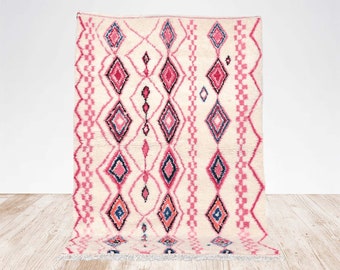 pink moroccan rug, moroccan handmade rug, azilal pink area rug, beni ourain berber rug, pink teppich geometric carpet, custom rug, azilal