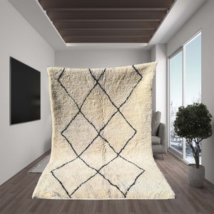 beni ourain rug, moroccan rug, white authentic rug, handmade rug, berber rug, wool rug, area rug, teppich 8x10 , 9x12 , custom size