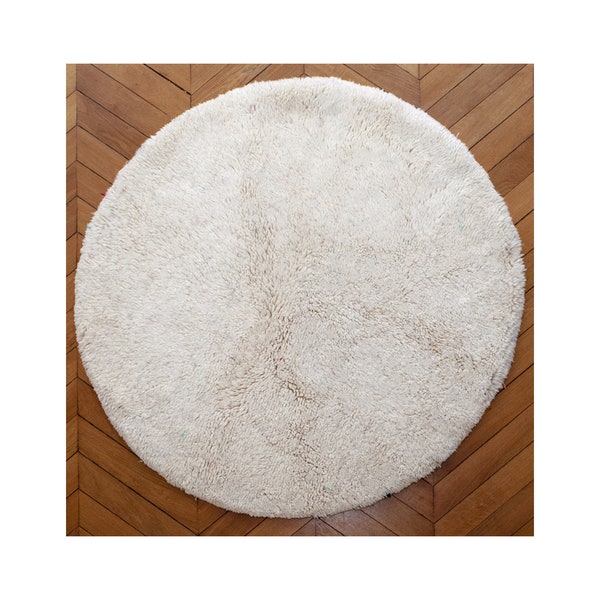 Alfombra redonda, lana de alta calidad, alfombra redonda blanca marroquí, alfombra mrirt de lujo blanca, alfombra teppich bereber, alfombra hecha a mano personalizada, alfombra suave circular