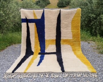 Berber teppich rug, High quality wool rug, soft Moroccan rug, luxury mrirt rug, beni ourain wool rug, custom handmade rug, for living room