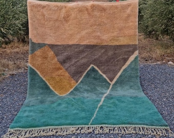 natural moroccan rug, natural color, 200x290 cm- Handmade Berber Wool Moroccan Rug, Beni Mrirt Style, high quality wool, soft area rug