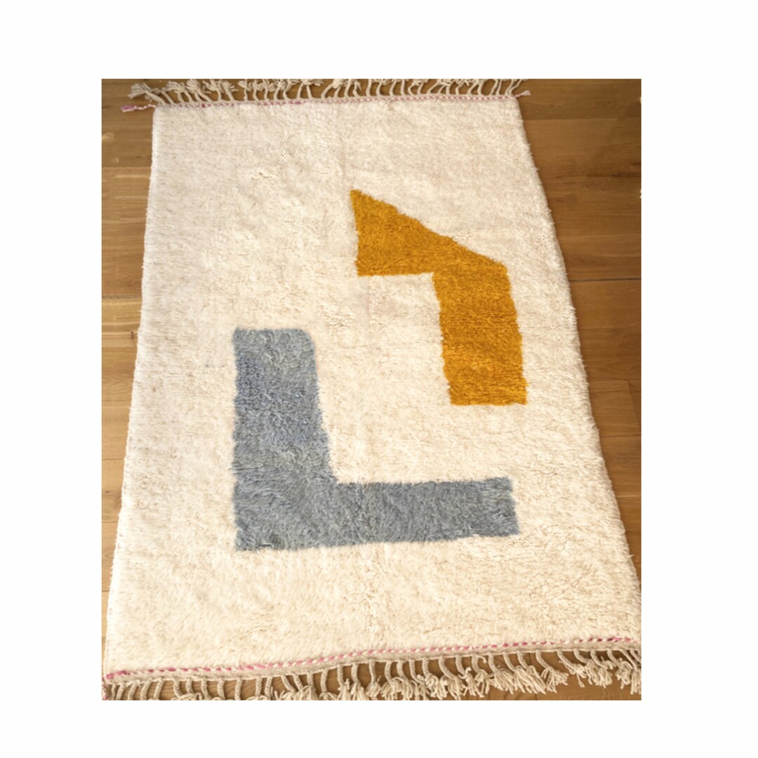 Tapis Berbère Marocain Beni Ouarain 120x90 Cm, Laine 100% Fait Main, épais