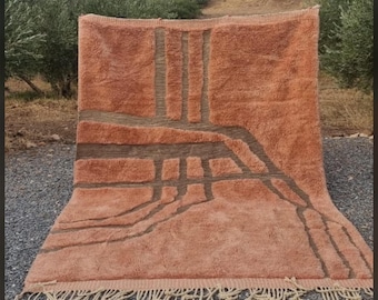 Handmade Peach Moroccan Rug, Beni Ourain Style, Custom Rug