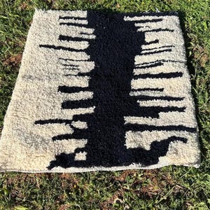 small Navy blue rug, 80x100 cm, ready to ship, berber rug, moroccan  area rug, teppich, beni ourain rug, navy blue, white handmade carpet