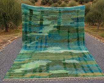 teal rug, Berber teppich rug, Moroccan soft rug, white lines, mrirt rug, High quality wool, turquoise beni ourain rug, custom handmade rug