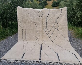 white Moroccan rug, Berber teppich rug, custom handmade rug, for living room, boho decor, beni mrirt rug, white luxury mrirt rug