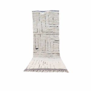 tapis de couloir, tapis beni ourain, tapis marocain lignes noires, tapis tissé à la main, tapis berbère de laine, tapis de zone, teppich