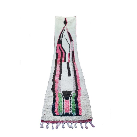moroccan runner rug,  beni ourain hallway runner, handmade  runner, berber rug, wool rug, area runner, authentic, custom, living room