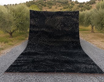 soft moroccan rug, black and gray moroccan handmade rug, mrirt area rug, beni ourain style, berber teppich carpet, custom rug, soft wool