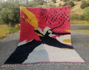 Handmade Berber Wool Rug: Colorful Boho Beni Mrirt Carpet