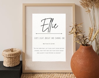 Customizable Baby Name Meaning Sign, Ellie Print (Digital Download)