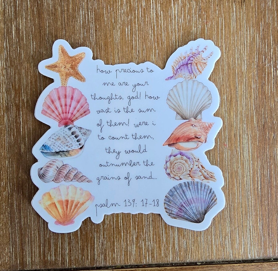 Psalm 139 Waterproof Sticker: Seashells & Bible Verse - Etsy
