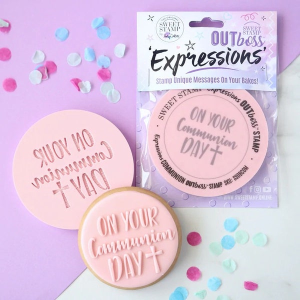 Sweet Stamp - OUTboss Expression - On Your Communion Cookie/Cupcake Deboss/Emboss Cupcake Topper, Embossers for Cookies & Cupcakes