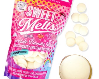 Sweet Stamp Sweet Meltables - Ivory 350g Chocolate, Tempered Chocolate, Candy Wafers, Cakesicles, Melts, Dipping Chocolate,Melting Chocolate
