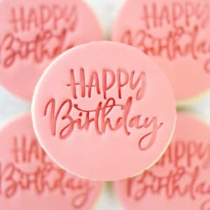 Stempel Keks/Cupcake Prägung - Happy Birthday Fondant Toppers. Prägung für Geburtstage. Geburtstagskekse. Geburtstag Cupcakes.