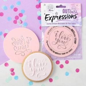 Sweet Stamp-wyrażenie OUTboss-kocham cię Cookie/Cupcake Deboss/emboss Cupcake Topper, wytłaczarki do ciasteczek i babeczek