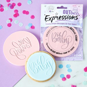 Sweet Stamp - OUTboss Expression - Oh Baby Cookie/Cupcake Deboss/Emboss Cupcake Topper, Embossers for Cookies & Cupcakes