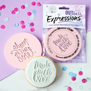 Sweet Stamp - OUTboss Expression - Made with Love Cookie/Cupcake Deboss/Emboss Cupcake Topper, Embossers for Cookies & Cupcakes