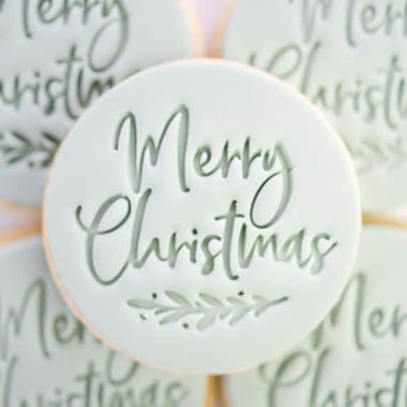 Sweet Stamp Cookie/cupcake Embosser Merry Christmas Fondant Etsy