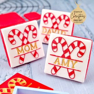 Stempel - OUTboss Expression - Candy Cane Namenskarte Cookie/Cupcake Deboss/Emboss Cupcake Topper, Prägung für Kekse & Cupcakes