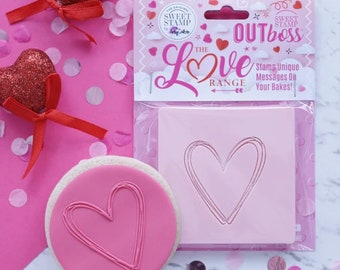 Sweet Stamp Texture Tiles OUTboss - Heart Sketch Cupcake Topper, Cookie Topper, Embosser, Embossing Cupcake, Embossing Cookies.
