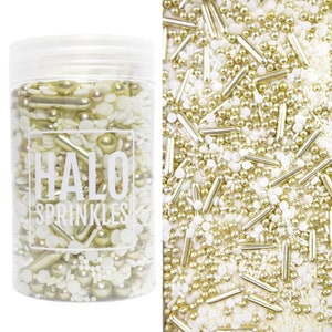 Halo Sprinkles Luxury Blends - Gilded, Sprinkle Medley, Sprinkle Mix, Gold Sprinkles, Cake Decorating, Edible Sprinkles, White Sprinkle Mix