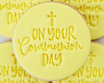 Sweet Stamp Cookie/Cupcake Embosser - On Your Communion Day, Fondant Toppers. Embosser for Communion. Communion Cookies. Communion Cupcakes.