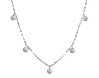 Collier en acier inoxydable avec plaquettes en or argent et or rose Collier pour femmes Pendentif rond