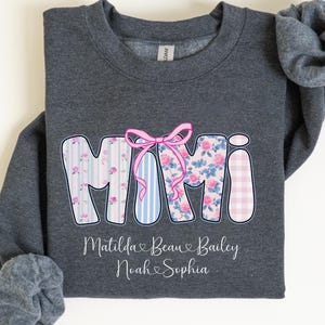 Custom Mimi shirt with grandkids names, Floral mimi sweatshirt, mimi gift, mothers day shirt, custom granny sweatshirt. mimi crewneck