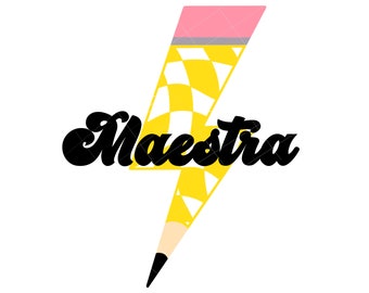 Maestra png, retro teacher Spanish svg, maestra sublimation, maestra camisa, spanish teacher tshirt, retro pencil svg, maestra digital png