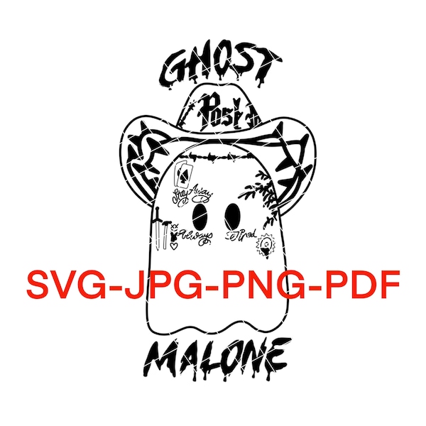 Ghost Malone PNG, SVG, Funny Ghost Instant Download, cowboy hat ghost svg, Ghost Malone Clipart, Halloween SVG, Country ghost svg, Posty svg