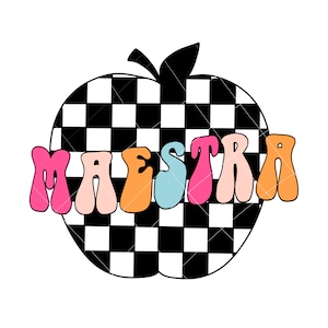 Maestra png, retro teacher svg, bilingual teacher, sublimation, maestra camisa, spanish teacher tshirt, retro apple svg, maestra digital png