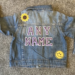 Personalised Custom Denim Jacket - Unisex Patch - Customisable Name Colour